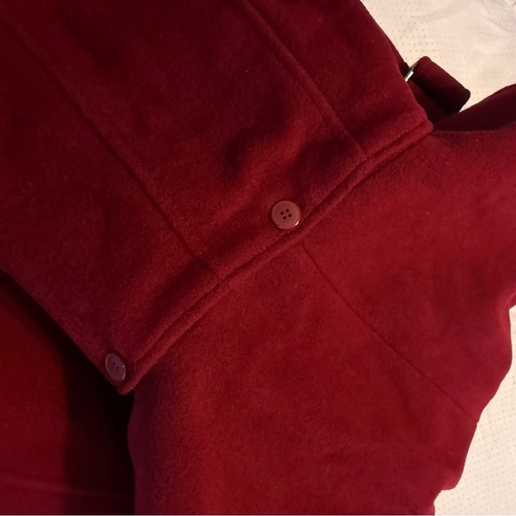 St John’s Bay Dark Red Wool Cashmere Blend Coat w/ Hood Lined Medium READ - Picture 9 of 15